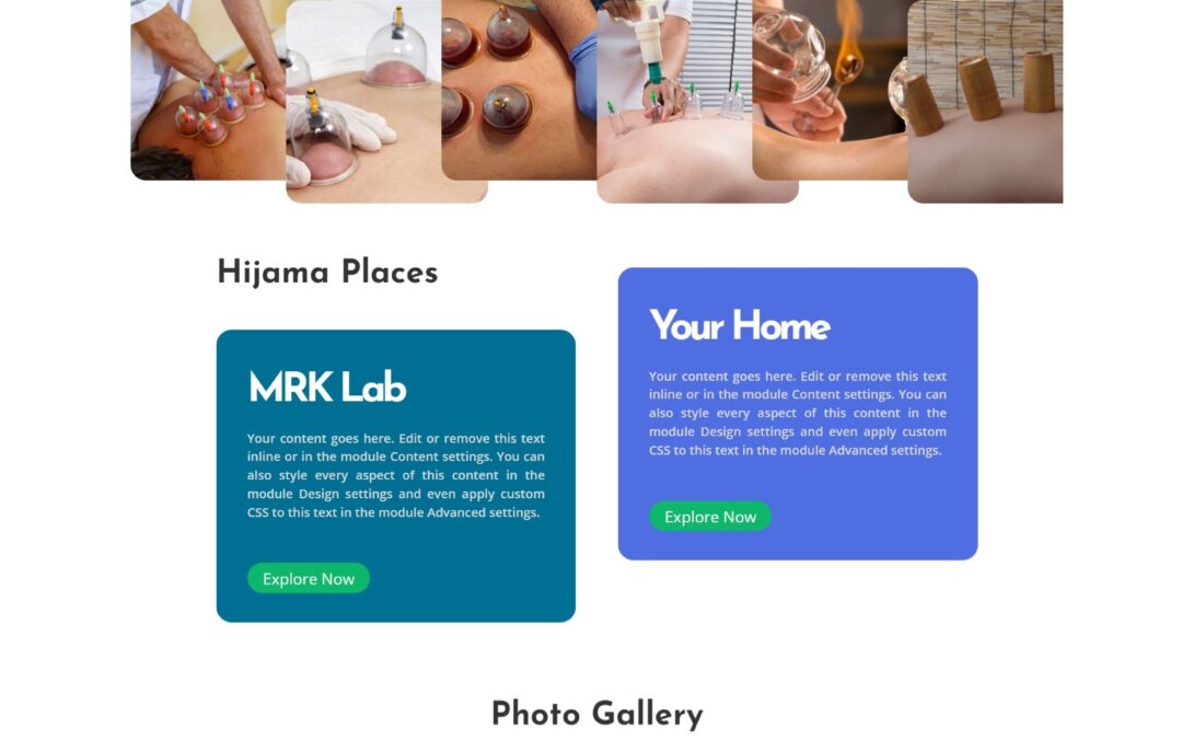 Hijama cupping therapy booking landing page design